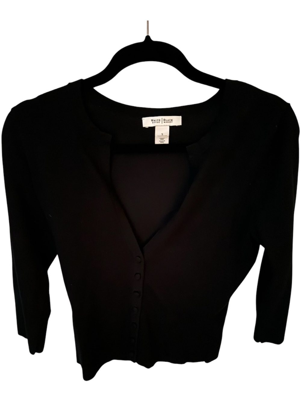 White House Black Market Black Button-Front Knit Cardigan